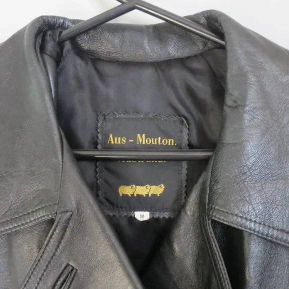 AUS-MOUTON AUSTRALIA - vintage double breasted leather coat - size med - Picture 6 of 8